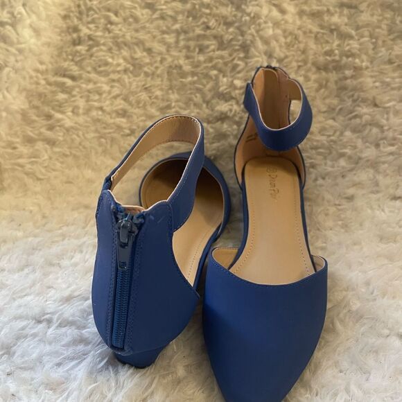 New in Box Dream Pairs Amiga faux leather suede Royal Blue ankle strap shoesSZ10 - Picture 7 of 12